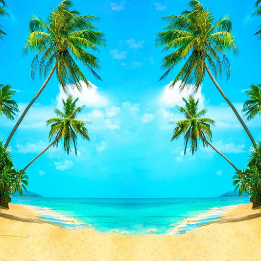 Fox Rolled Vinyl Summer Holiday Coconut Trees Beach Backdrop - Foxbackdrop