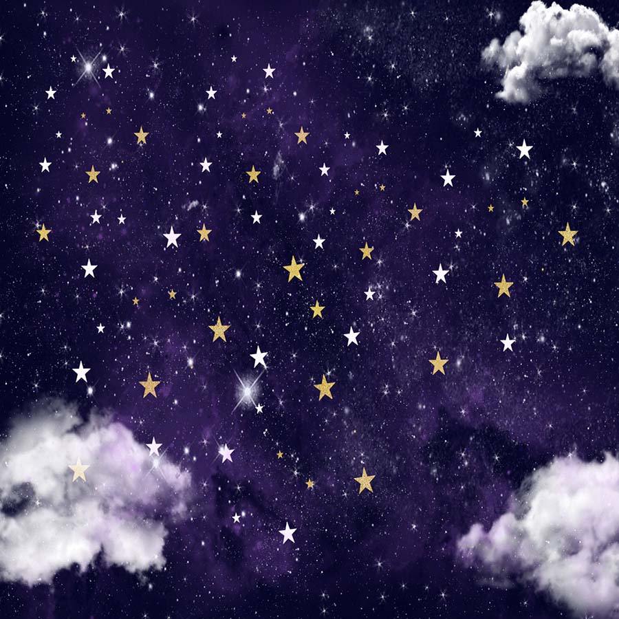 Fox Rolled Newborn Baby Night Sky Stars cloud Vinyl Backdrop - Foxbackdrop
