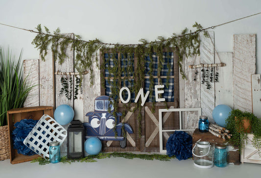 Fox Rolled Boy Cakesmash Birthday Vinyl Backdrops Design by Kali - Foxbackdrop