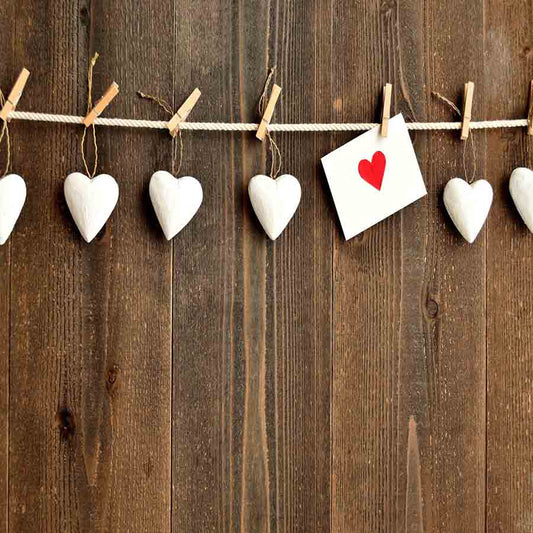 Fox Rolled Vinyl Wood Valentine's Day Backdrops - Foxbackdrop