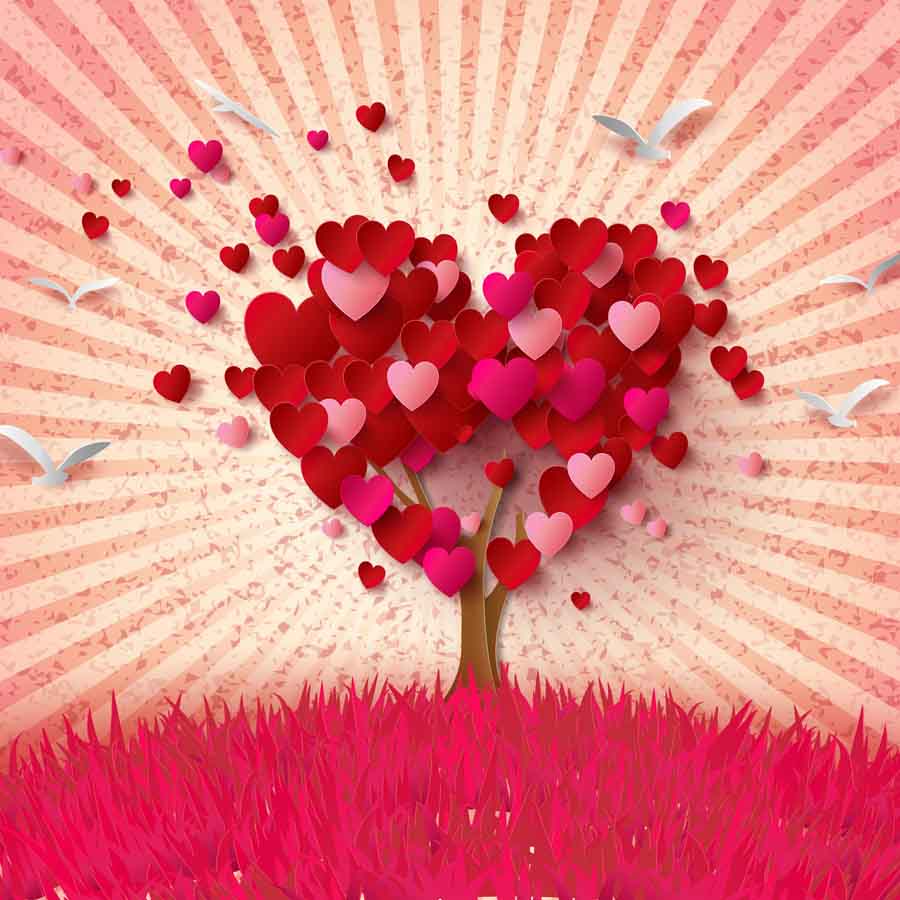 Fox Rolled Red Trees Valentine Backdrop for Photography - Foxbackdrop