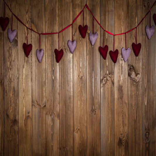 Fox Rolled Brown Wood Vinyl Valentine Backdrop - Foxbackdrop