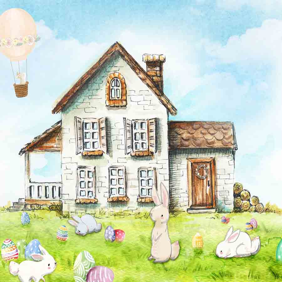 Fox Rolled Happy Easter Vinyl Photo Studio Backdrops - Foxbackdrop
