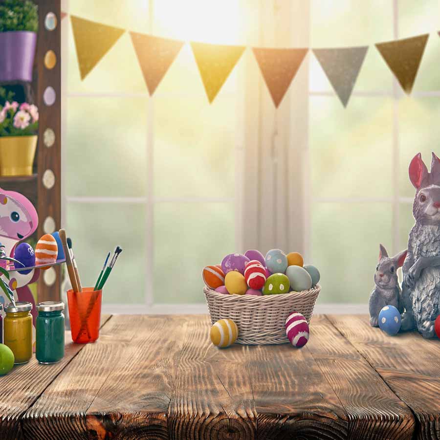 Fox Rolled Retro Eggs Easter Vinyl Photo Backdrops - Foxbackdrop