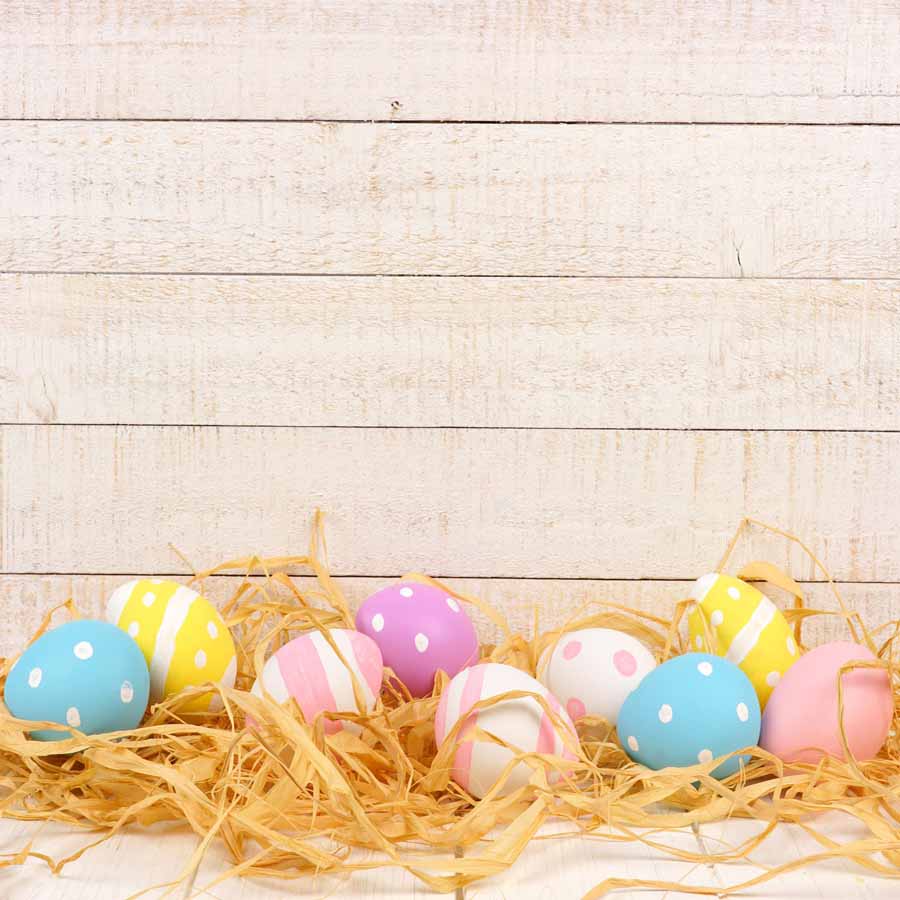 Fox Rolled Wood Board Eggs Vinyl Easter Backdrops - Foxbackdrop