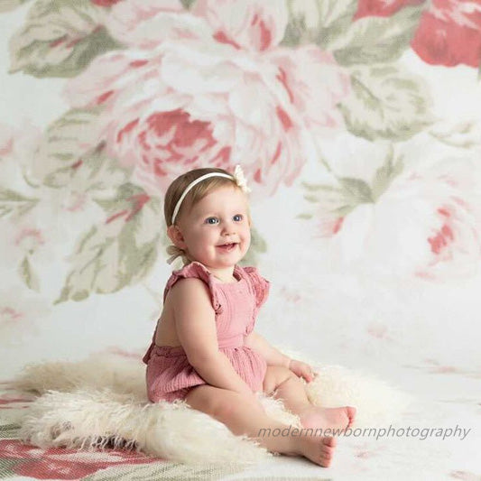 Fox Rolled Vintage Flowers Vinyl Photos Backdrop - Foxbackdrop