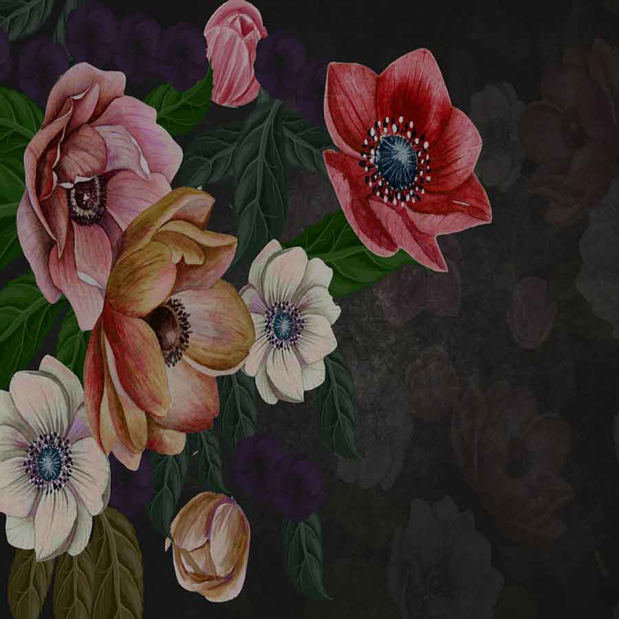Fox Rolled Retro Flowers Vinyl Backdrop for Portrait Photography - Foxbackdrop