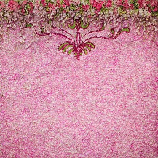 Fox Rolled Pink Flowers Valentine's Day Vinyl Backdrop - Foxbackdrop