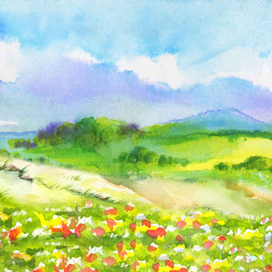 Fox Rolled Vinyl Spring Outside Flowers Hills Backdrops - Foxbackdrop