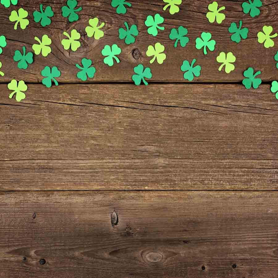 Fox Rolled Vinyl St. Patrick's Day Brown Wood Backdrop - Foxbackdrop