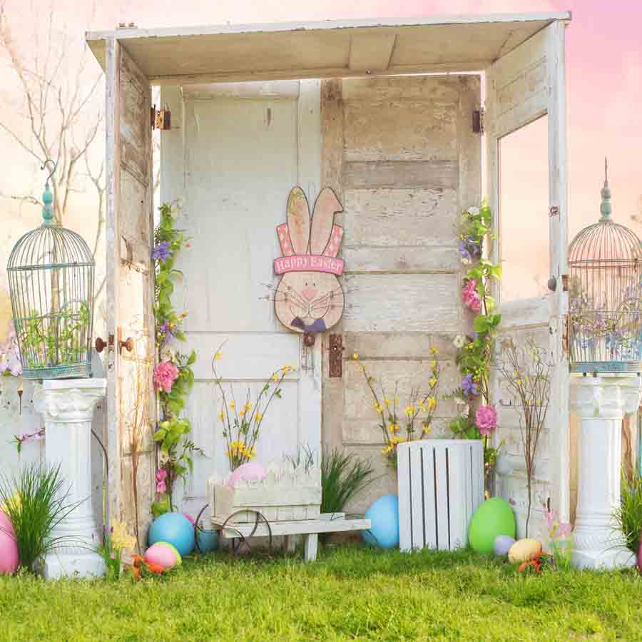 Fox Rolled Vinyl Easter Wooden Room Photo Backdrop - Foxbackdrop