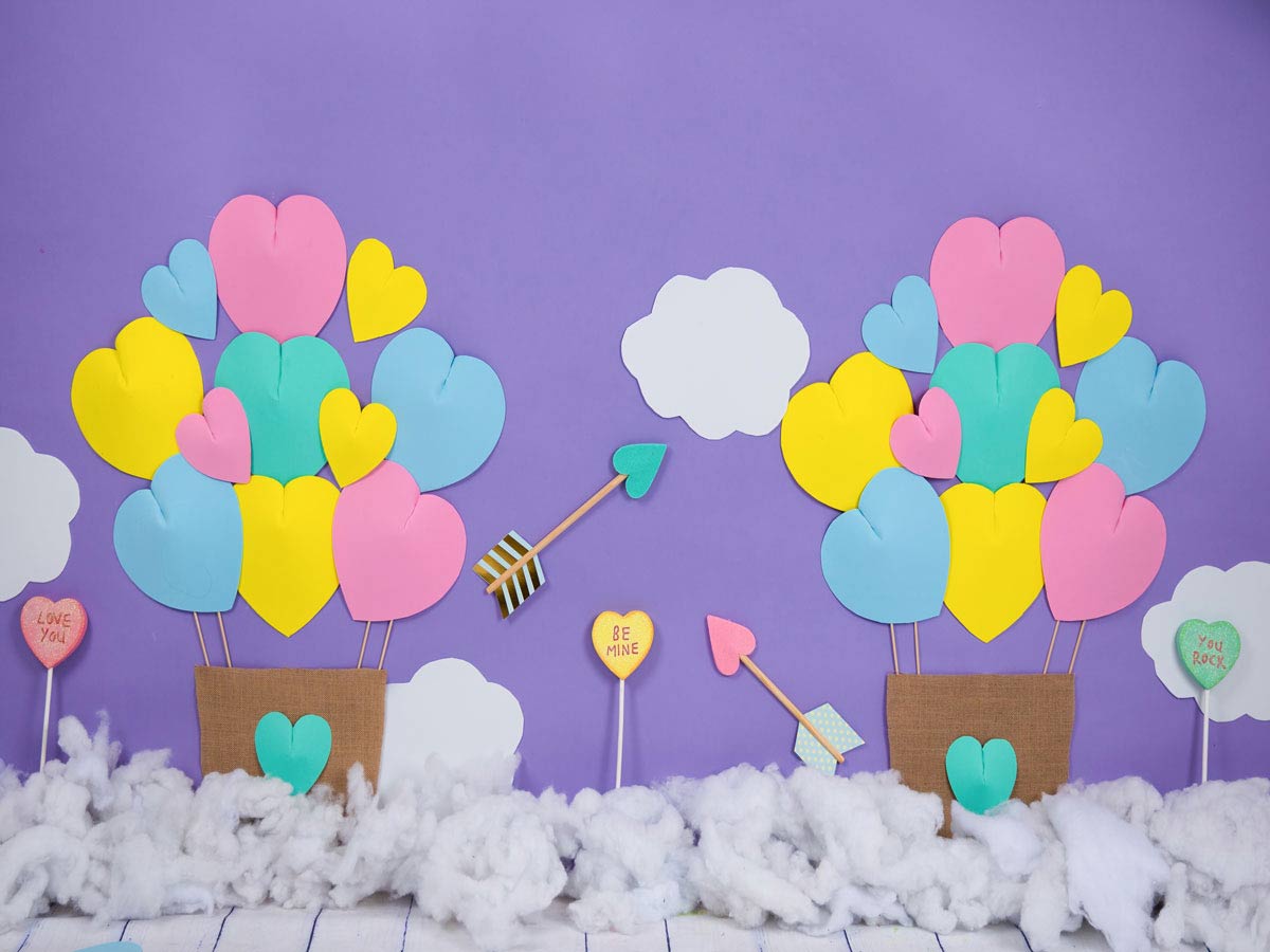 Fox Rolled Cloud Children Birthday Vinyl Valentine's Backdrop Designed By Blanca Perez - Foxbackdrop