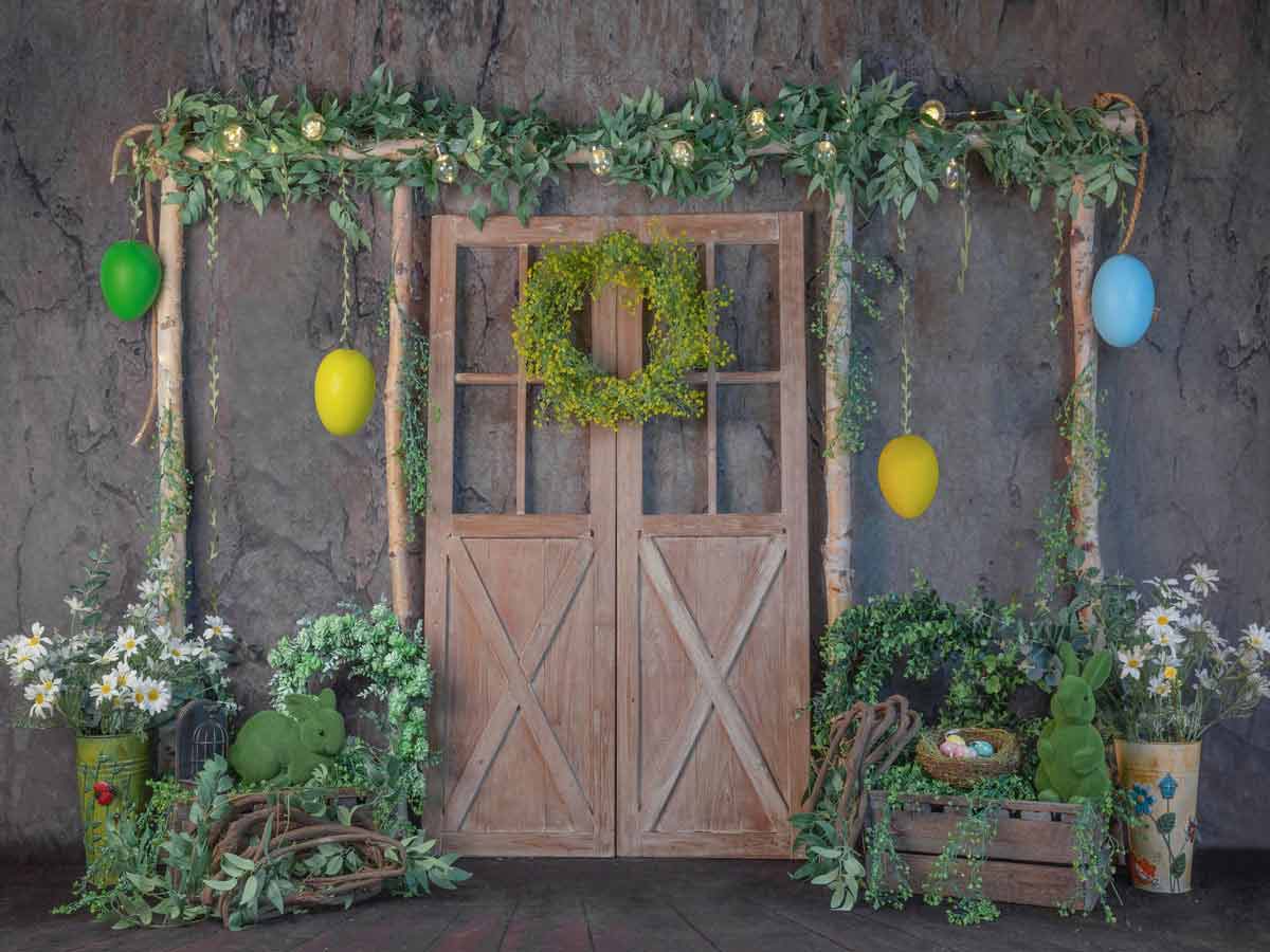 Fox Vinyl Rolled Spring Easter Egg Photography Backdrop Designed by Jia Chan - Foxbackdrop