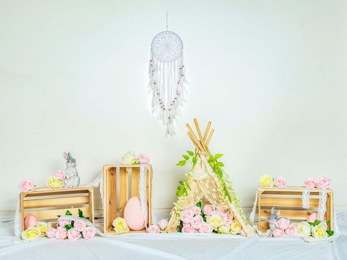 Fox Rolled Easter Flowers Spring Vinyl Photographic Backdrop Designed by Jia Chan - Foxbackdrop