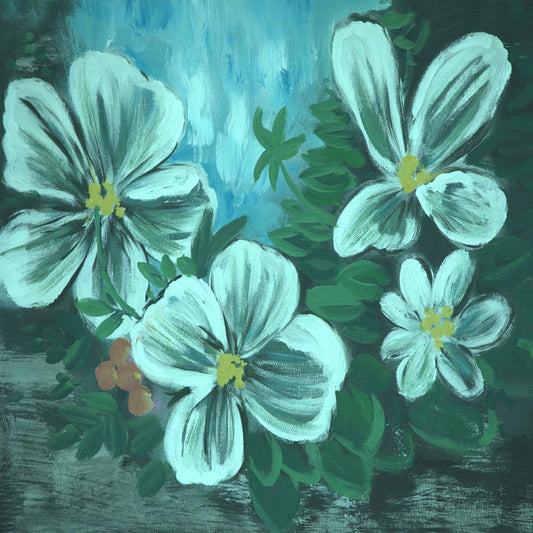 Fox Rolled Green Flowers Floral Vinyl Children Kids Backdrop - Foxbackdrop