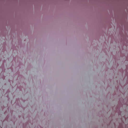 Fox Rolld Painting Pink Vinyl Backdrop with White Flowers - Foxbackdrop