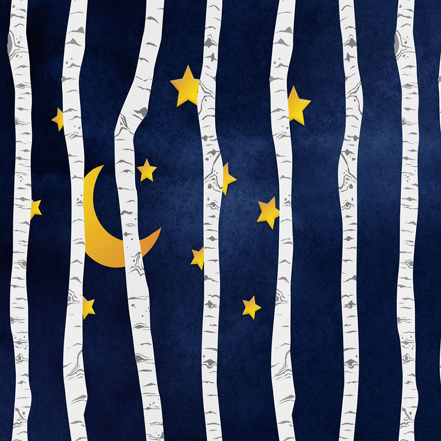 Fox Forest Night Moon Children Vinyl Photography Backdrop - Foxbackdrop