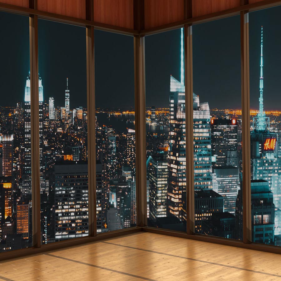 Fox Rolled Night Office Room Clear Window Vinyl Backdrop - Foxbackdrop