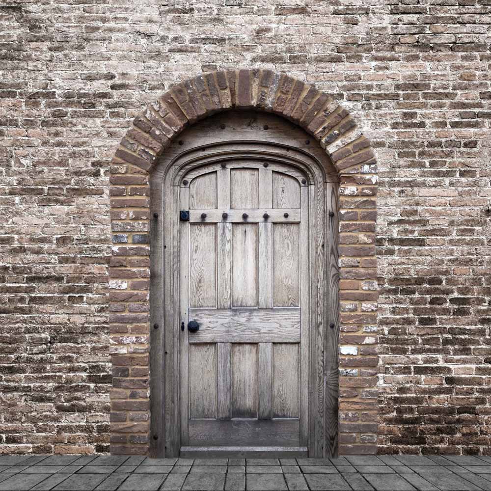 Fox Rolled Brick Wall Door Vinyl Photo Backdrop - Foxbackdrop