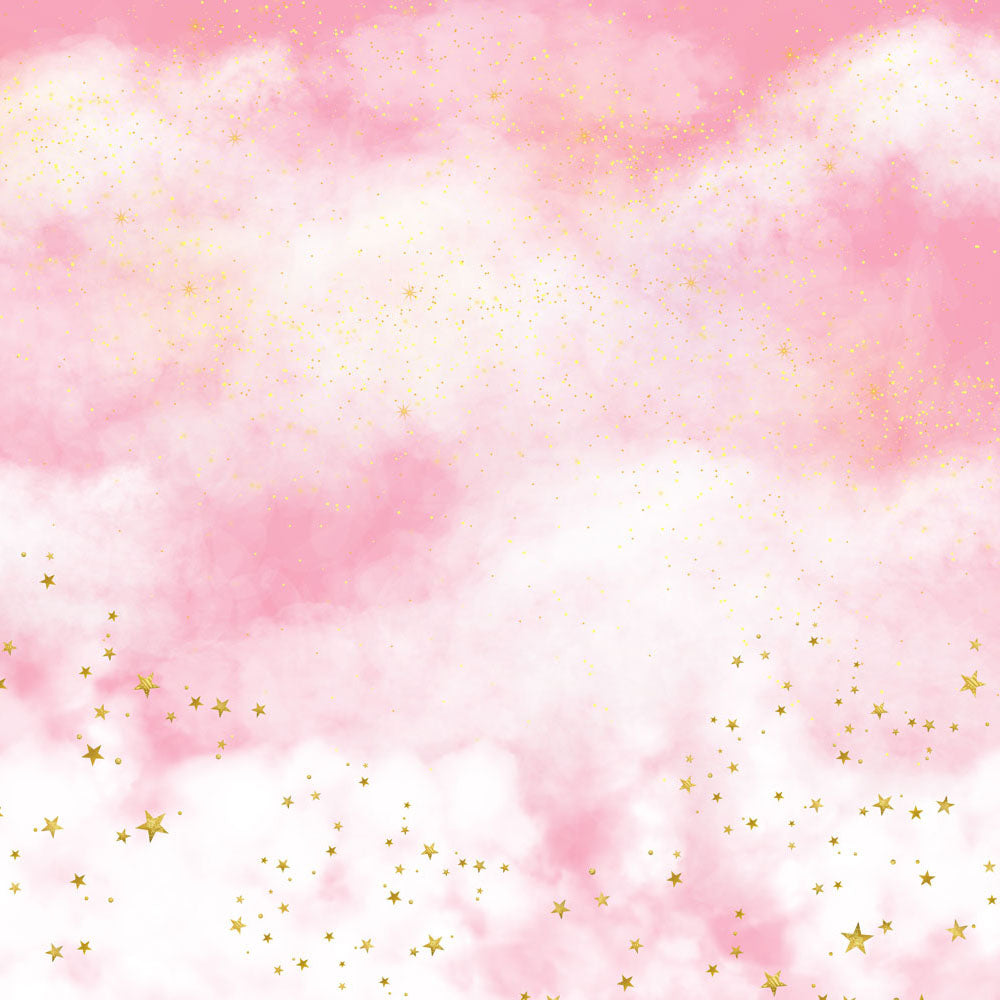 Fox Rolled Golden Stars Vinyl Pink Girl cake smash Backdrop - Foxbackdrop