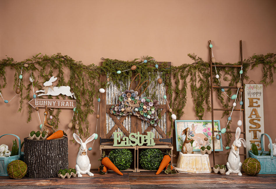 Fox Rolled Easter Day Rabbit carrot Vinyl Backdrop Designed By Blanca Perez - Foxbackdrop
