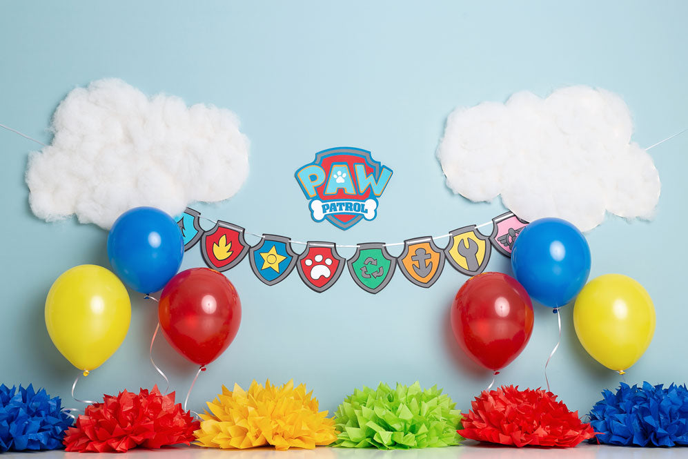 Fox Rolled Blue Boy's Birthday Vinyl Backdrop Designed By Jacky Rose Photography - Foxbackdrop