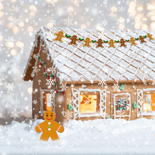 Fox Christmas Biscuits House Children Vinyl Backdrop - Foxbackdrop