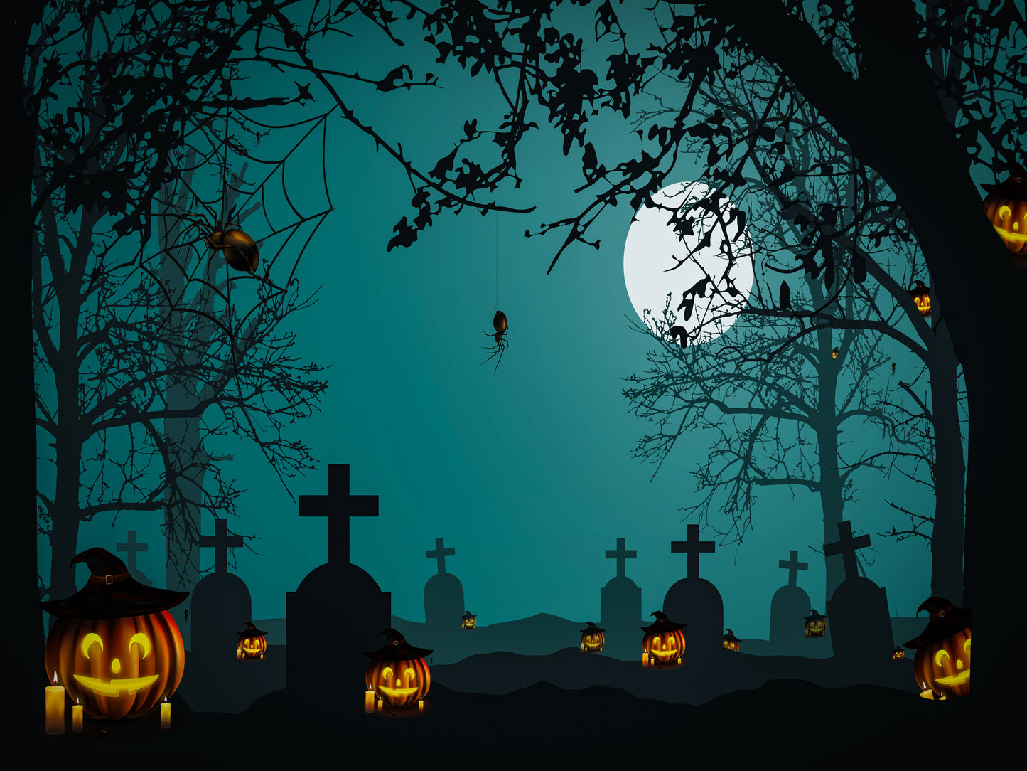 Fox Roll Halloween Night Grave Vinyl Backdrop - Foxbackdrop