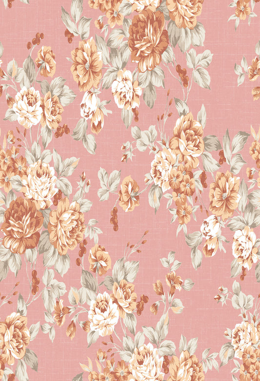 Fox Retro Flowers Salmon Color Vinyl Backdrop for Photography - Foxbackdrop