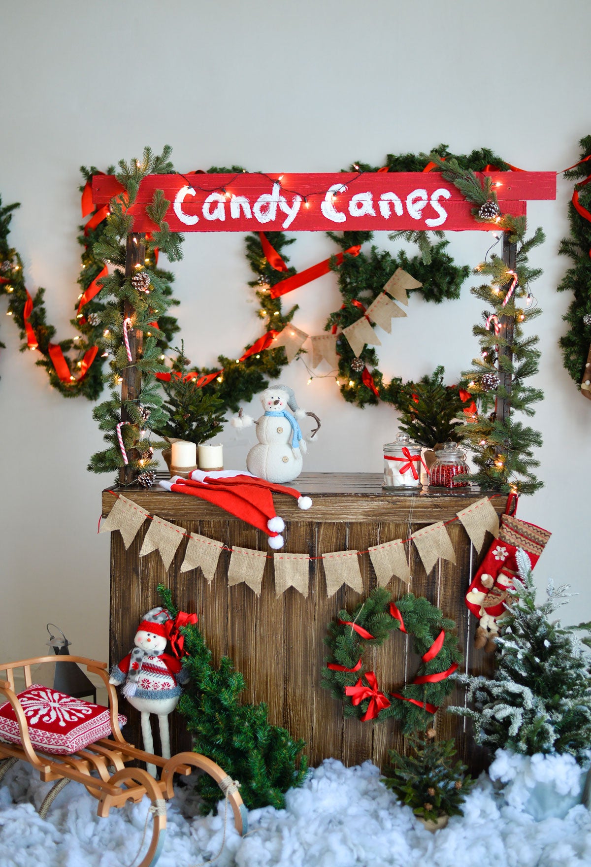Fox Christmas Wood Stand Vinyl Photos Backdrop - Foxbackdrop