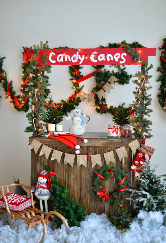 Fox Christmas Wood Stand Vinyl Photos Backdrop - Foxbackdrop
