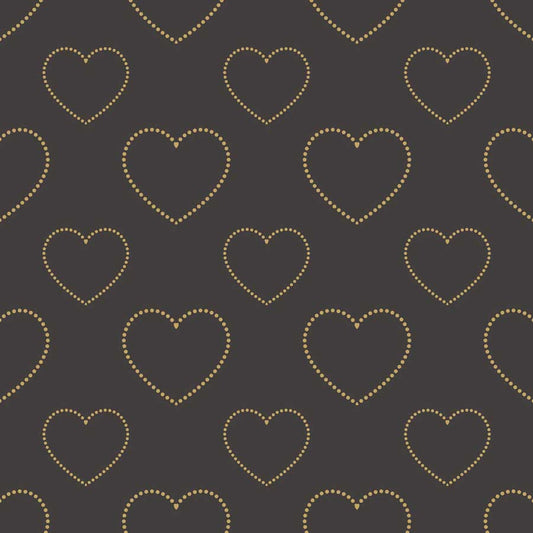 Fox Rolled Vinyl Dark Gray Gold Heart Valentine Backdrop - Foxbackdrop