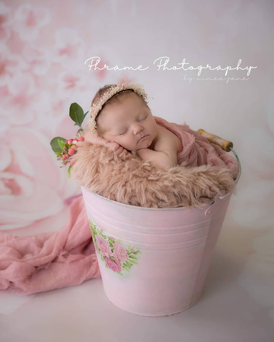 Fox Rolled Pink Flowers Dreamy Vinyl Children Photo Backdrop - Foxbackdrop