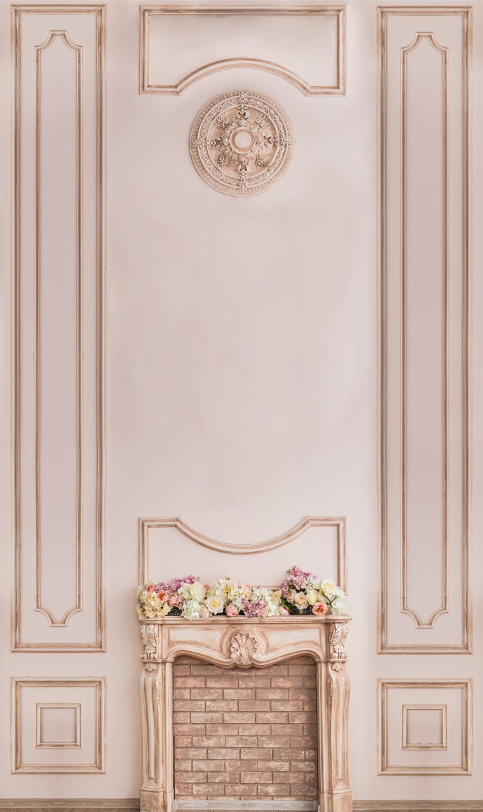 Fox Fireplace Indoor Studio Vinyl Backdrop