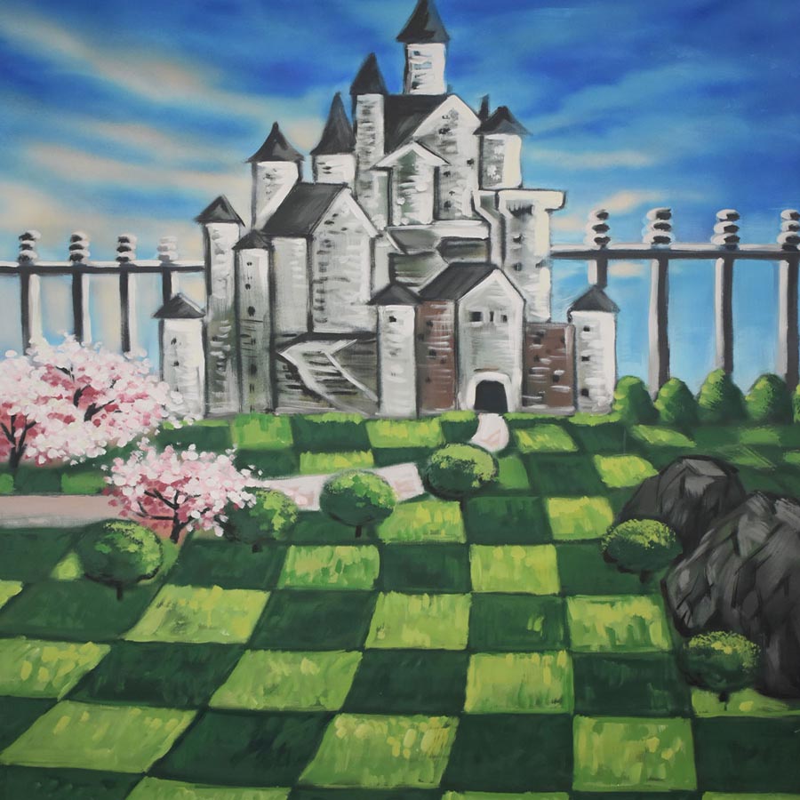 Fox Rolled Children Vinyl Backdrop with Castle - Foxbackdrop