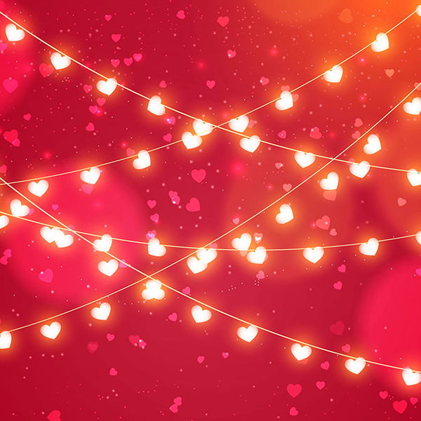 Fox Rolled Lights Red Vinyl Valentine Backdrop - Foxbackdrop