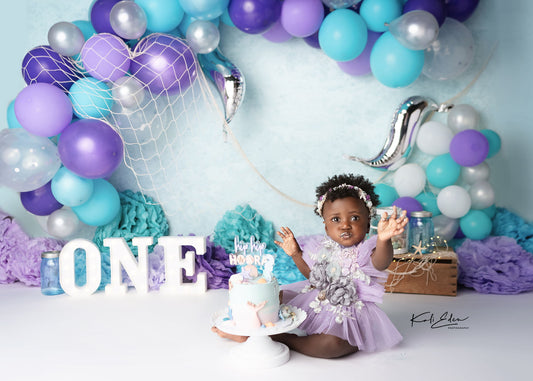 Fox Girl Birthday Children Cake Smash Vinyl Backdrop Design by Kali - Foxbackdrop