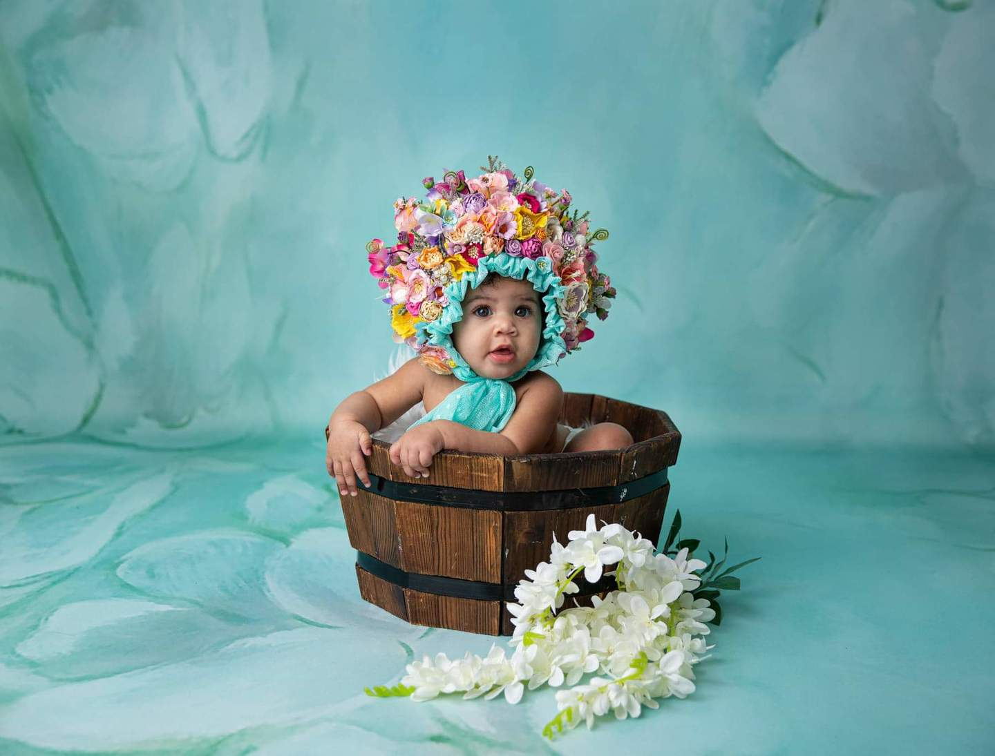 Fox Rolled Green Retro Flower Vinyl Photography Backdrop - Foxbackdrop