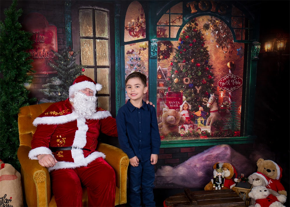 Fox Christmas Shop Vinyl Photo Backdrop