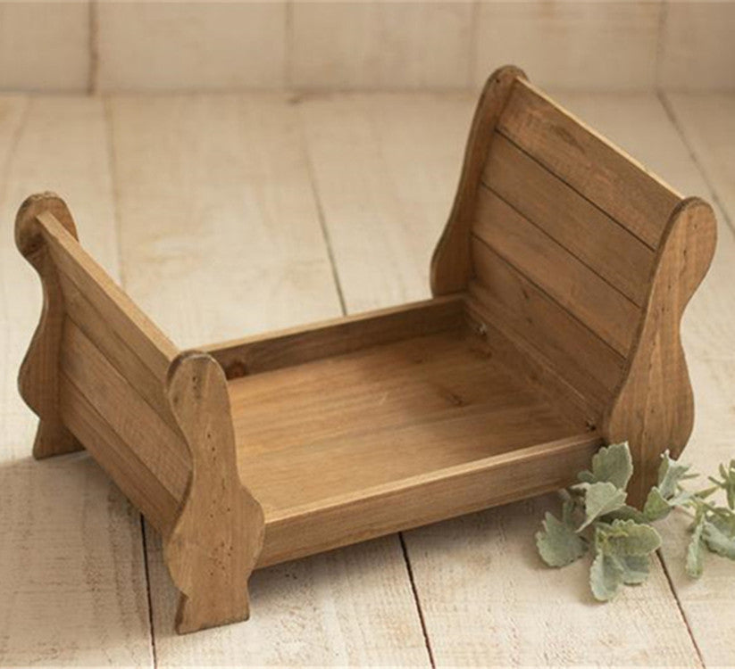 Fox Newborn Photography Props Small Bed Wooden Retro Old Style