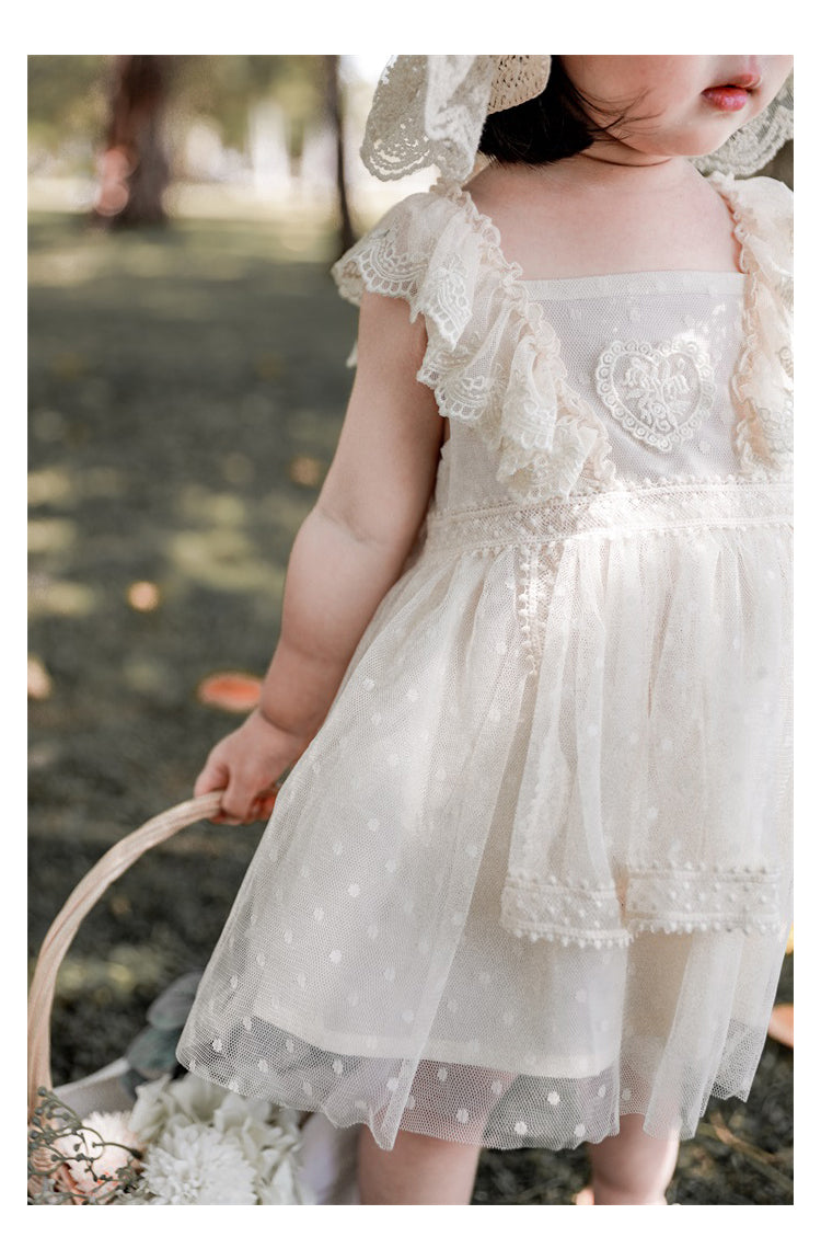 Fox Girls Summer Baby Sweet Polka Dot Skirt Bow Mesh Princess Dress