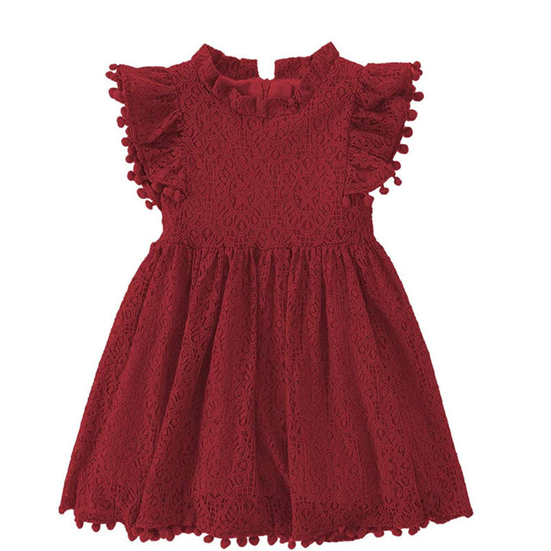 Fox Small Flying Sleeve Dress Hollow Hair Ball Lace Flower Princess Tutu Skirt Mesh Skirt Women