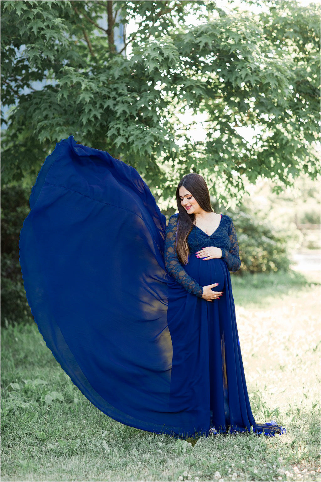 Fox A Line Sexy V Neck Long Lace Maternity Dress for Photography, XL / Blue Fox A Line Sexy V Neck Long Lace Maternity Dress for Photography, XL / Blue