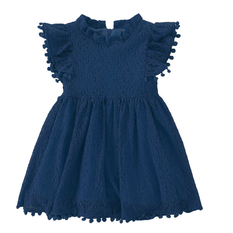 Fox Small Flying Sleeve Dress Hollow Hair Ball Lace Flower Princess Tutu Skirt Mesh Skirt Women