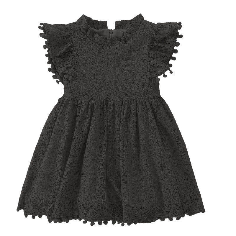 Fox Small Flying Sleeve Dress Hollow Hair Ball Lace Flower Princess Tutu Skirt Mesh Skirt Women