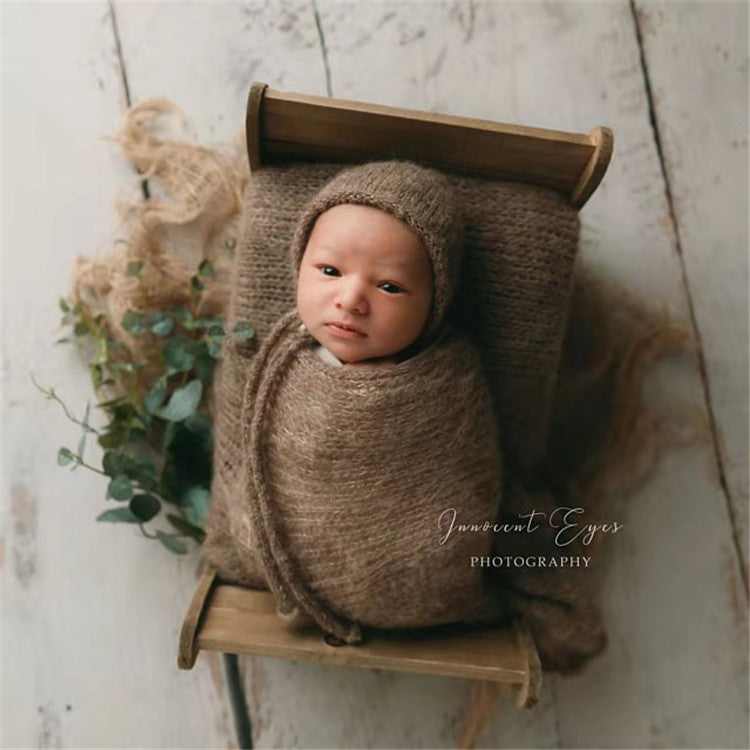 Fox Newborn Photography Props Small Bed Wooden Retro Old Style