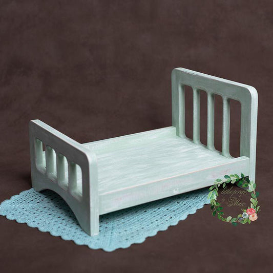 Fox Aqua Wooden Crib for Newborn Studio Props - Foxbackdrop