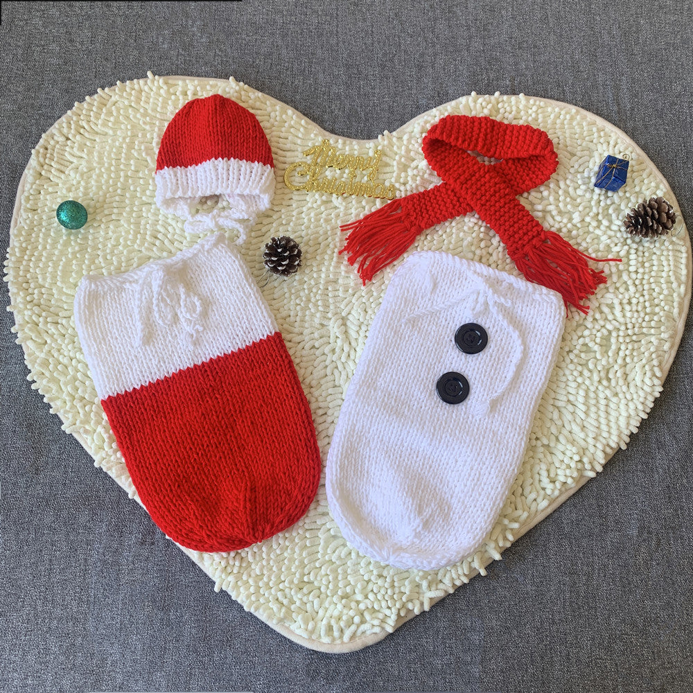 Fox Twins Photo Sleeping Bag Props Christmas Themed Snowman Model Set
