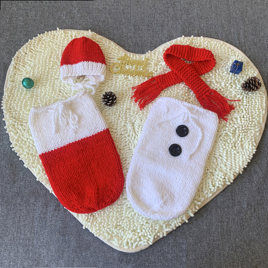 Fox Twins Photo Sleeping Bag Props Christmas Themed Snowman Model Set