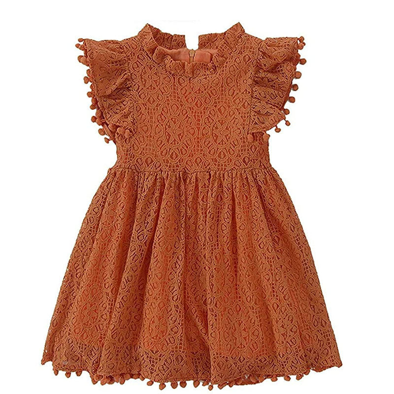 Fox Small Flying Sleeve Dress Hollow Hair Ball Lace Flower Princess Tutu Skirt Mesh Skirt Women